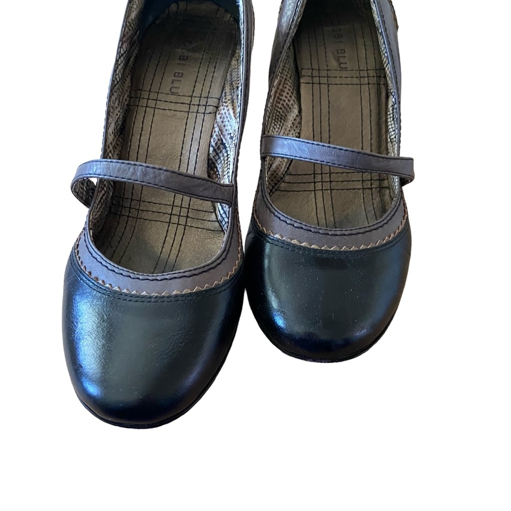 Bobbi Blu Donna Mary Jane Black & Pewter Leather Size 10 EUC - Picture 3 of 9